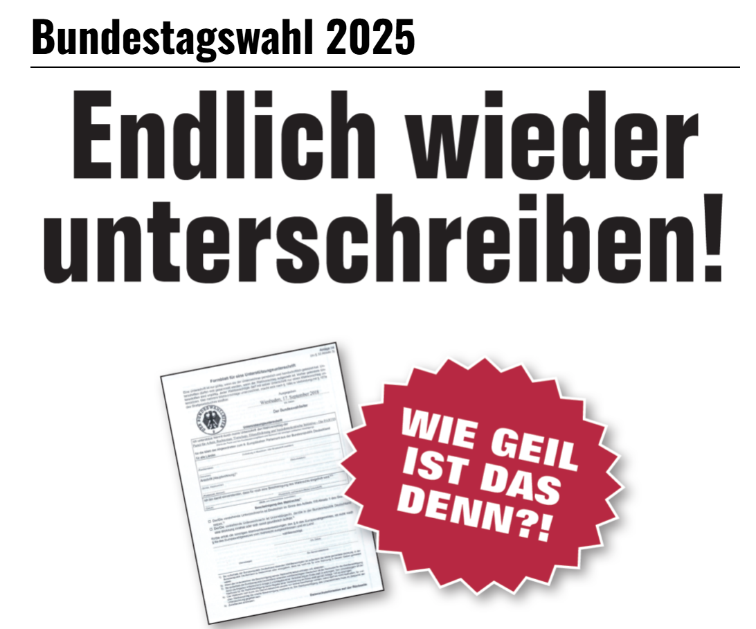 Unterstützer Unterschrift  für die Partei "die Partei"